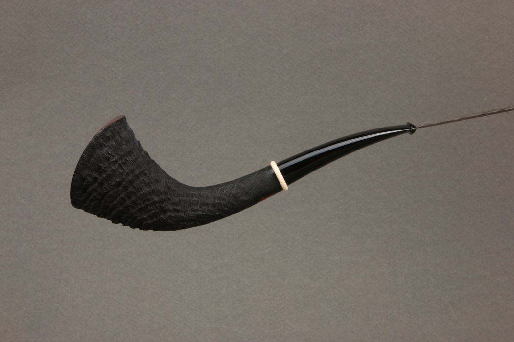 Black Sandblasted Horn with Mammoth Ring